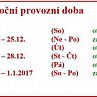 Vánoční provozní doba Návštěvnického centra